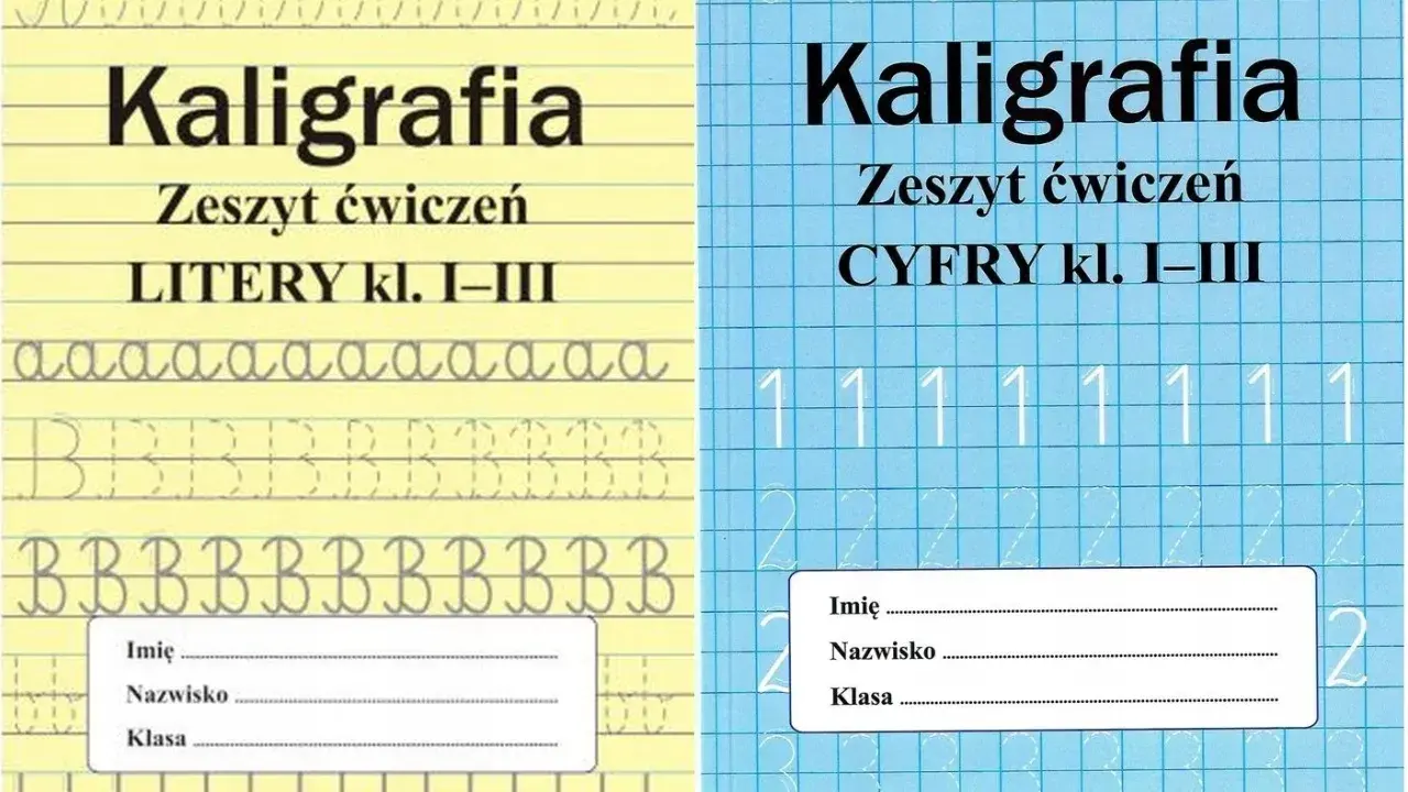 Zeszyty do nauki pisania: kaligrafia liter i cyfr. Liniatura do pisania pomaga ćwiczyć litery i cyfry.