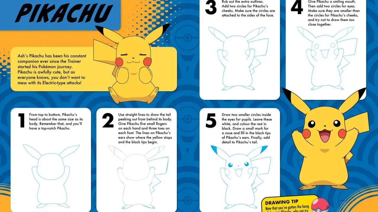 Instrukcja rysowania Pikachu krok po kroku. Uroczy pikachu rysunek.
