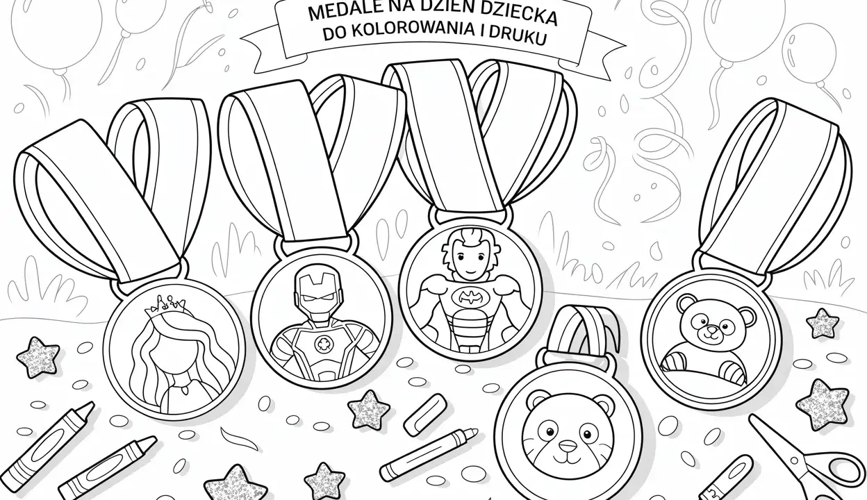 Medale na Dzień Dziecka do kolorowania i druku: księżniczka, superbohaterowie, misie. Kolorowanki z medalami czekają na Twoją kreatywność!