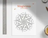 Magiczna mandala do druku z motywem grzybków i listków. Idealna do kolorowania dla dzieci i dorosłych.