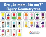 Kolorowe karty z figurami geometrycznymi do gry "Ja mam, kto ma?". Idealne kształty do druku dla dzieci.