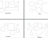 Figury geometryczne klasa 1: prostokąty, koła, kwadraty i trójkąty.