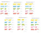 Zadania matematyczne: dodawanie i odejmowanie w zakresie 20. Kolorowe kółka i kwadraty pomagają w nauce.