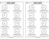 Zadania z zegarami: nauka odczytywania godzin przed i po południu. Ćwiczenia z tarczami zegarów.