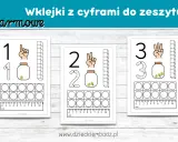 Darmowe liczby do wydruku: 1, 2, 3 z elementami do nauki liczenia i pisania cyfr.