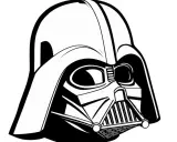 Darth Vader kolorowanka. Ikoniczna maska Lorda Vadera, gotowa do pokolorowania przez fanów Gwiezdnych Wojen.