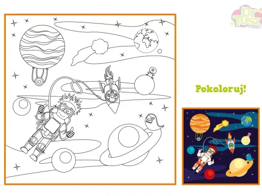 Kosmos do druku: astronauta, rakieta i planety czekają na Twoje kolory!