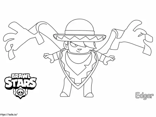 Edgar z Brawl Stars w wersji do kolorowania, z charakterystycznym ponchem i kapeluszem.