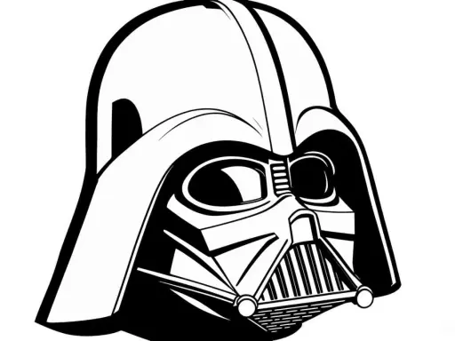 Darth Vader kolorowanka. Ikoniczna maska Lorda Vadera, gotowa do pokolorowania przez fanów Gwiezdnych Wojen.