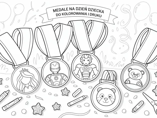 Medale na Dzień Dziecka do kolorowania i druku: księżniczka, superbohaterowie, misie. Kolorowanki z medalami czekają na Twoją kreatywność!