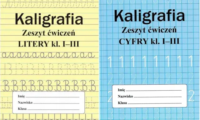 Zeszyty do nauki pisania: kaligrafia liter i cyfr. Liniatura do pisania pomaga ćwiczyć litery i cyfry.
