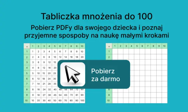 Tabliczka mnożenia do 100, idealna do nauki. Pobierz PDFy i poznaj przyjemne sposoby na naukę małymi krokami.