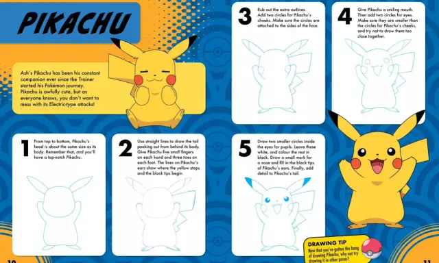 Instrukcja rysowania Pikachu krok po kroku. Uroczy pikachu rysunek.