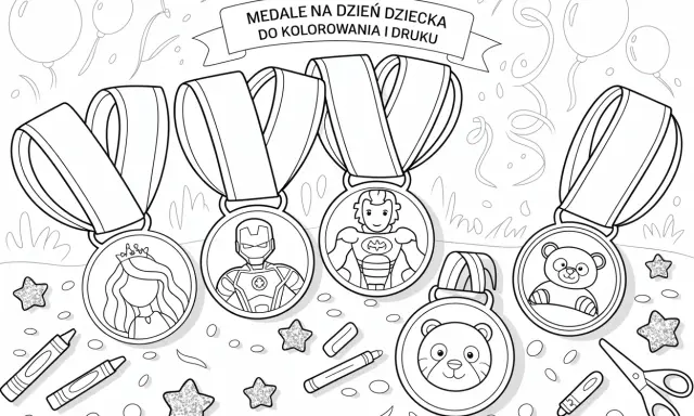 Medale na Dzień Dziecka do kolorowania i druku: księżniczka, superbohaterowie, misie. Kolorowanki z medalami czekają na Twoją kreatywność!